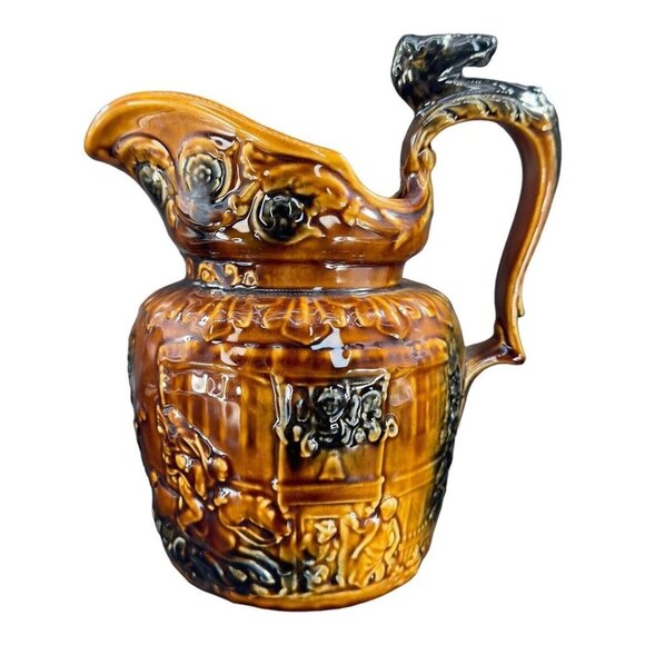 ARTHUR WOOD HORSE HEAD PITCHER Vintage Pottery Ceramic Pitcher Carafe Jug Marked - Picture 1 of 13